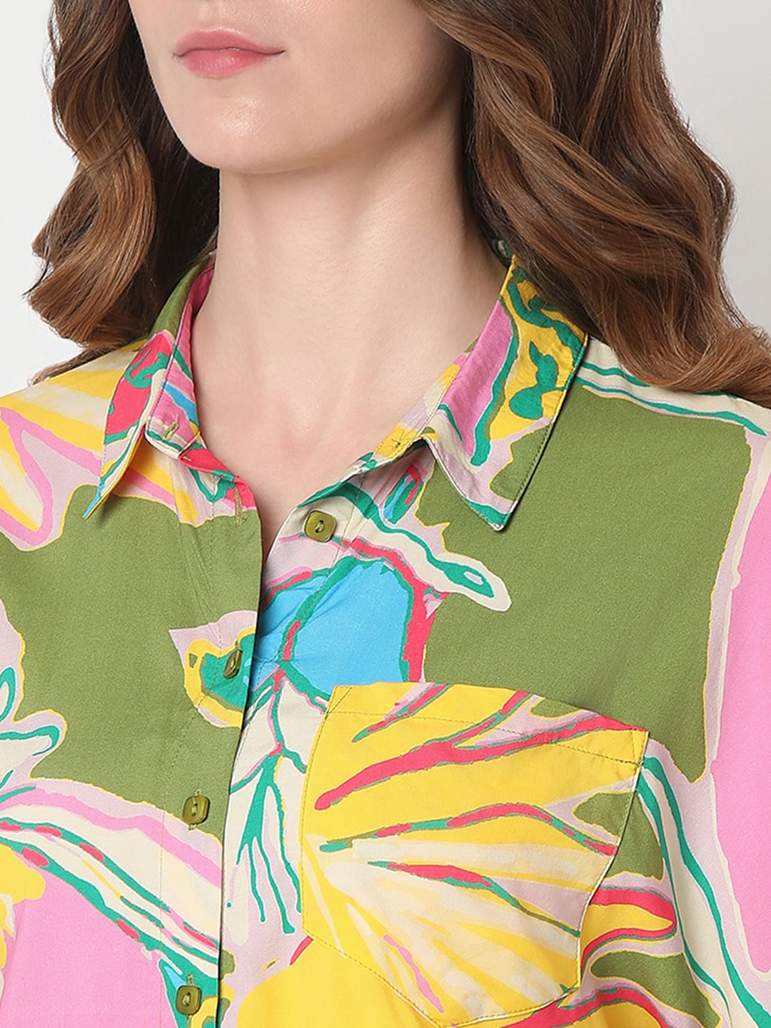 Beige Printed Viscose Shirt