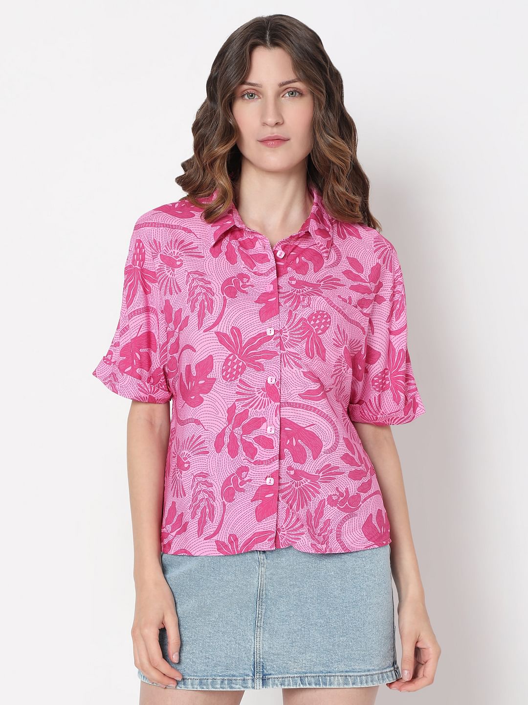 Pink Tropical Pink Viscose Shirt