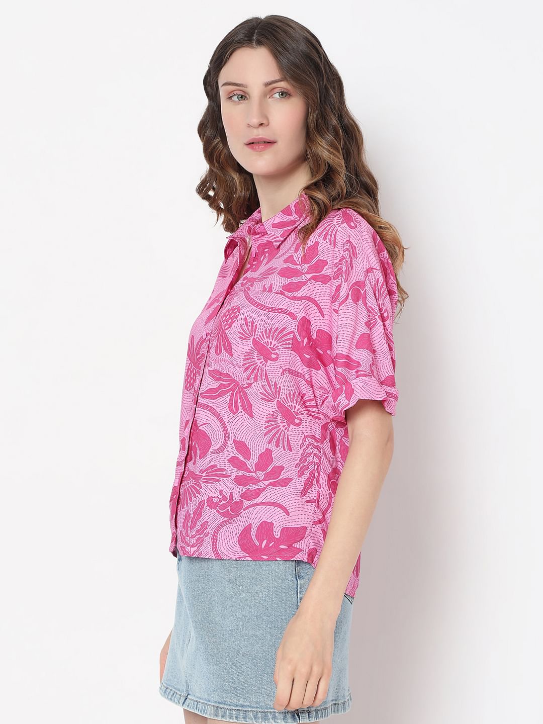 Pink Tropical Pink Viscose Shirt
