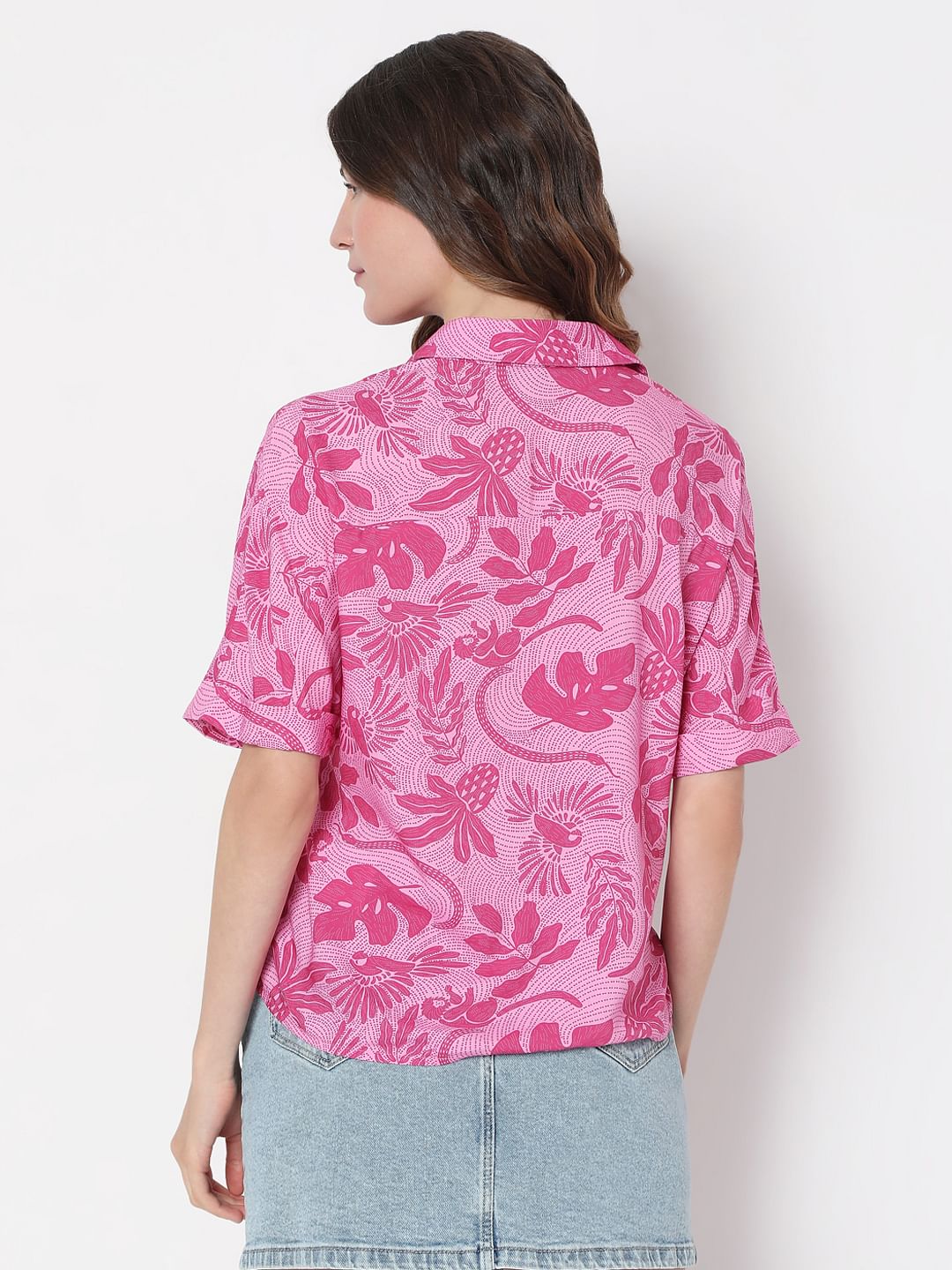Pink Tropical Pink Viscose Shirt