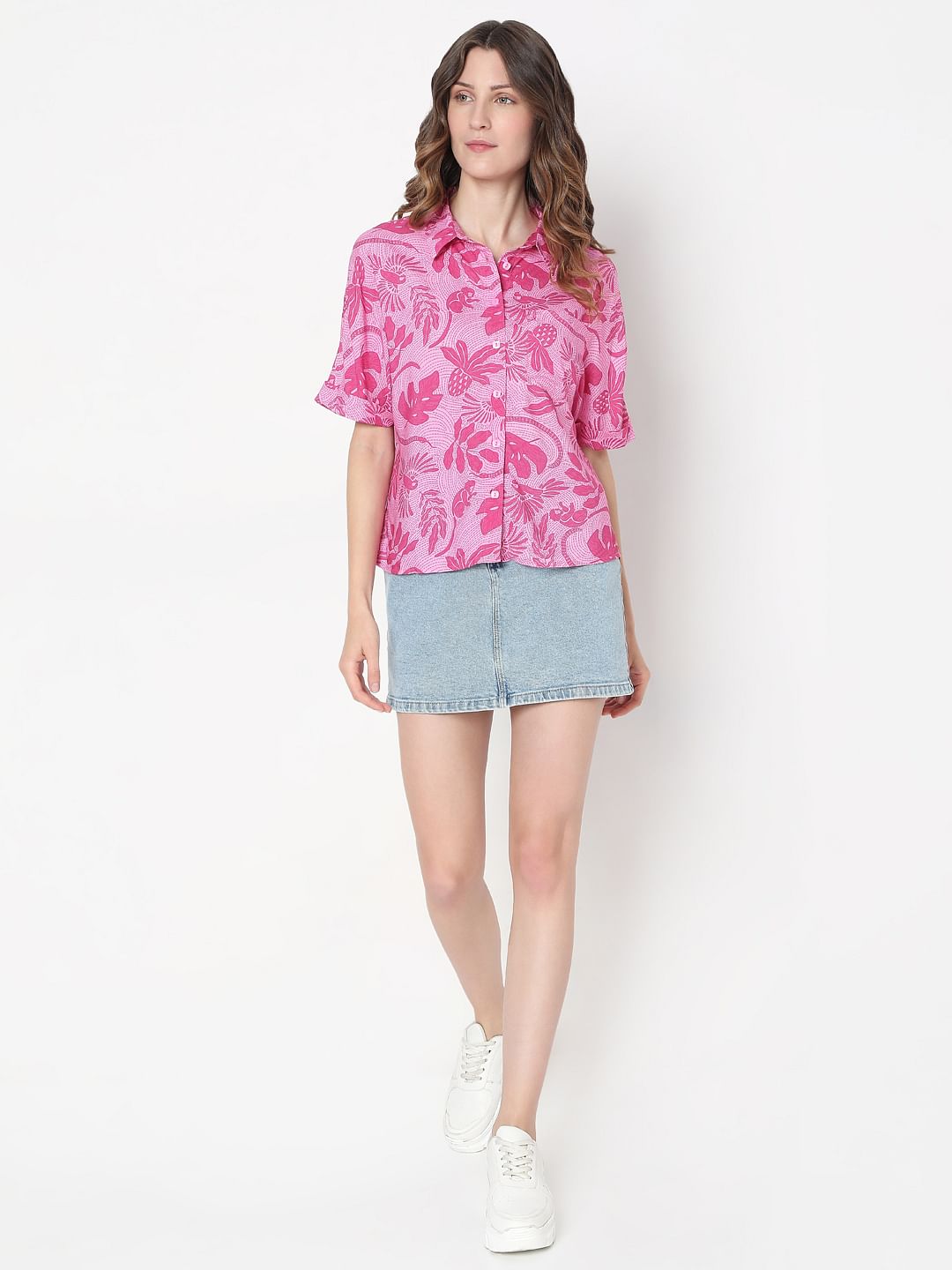 Pink Tropical Pink Viscose Shirt