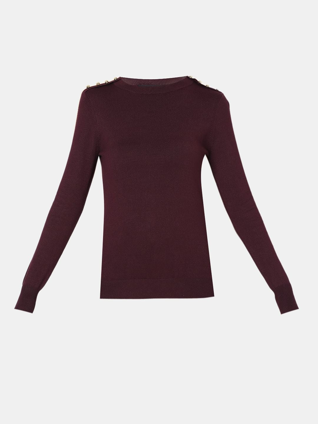 Burgundy Full Sleeves Knitted Top