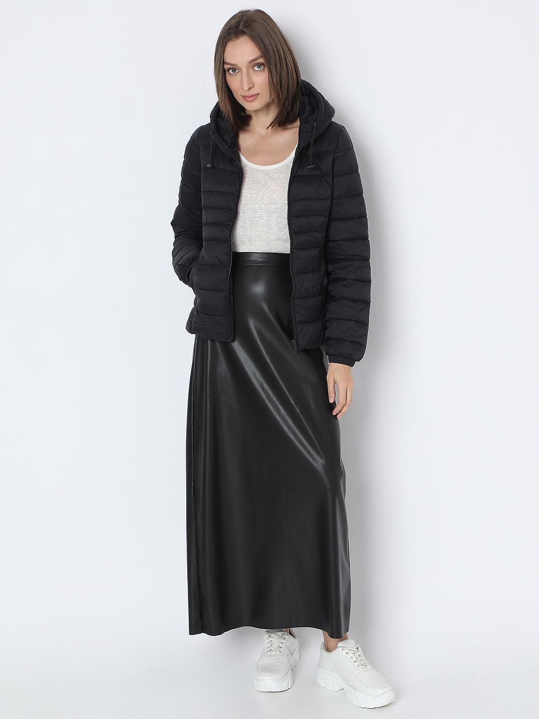 Black Short Hooded Puffer Jacket