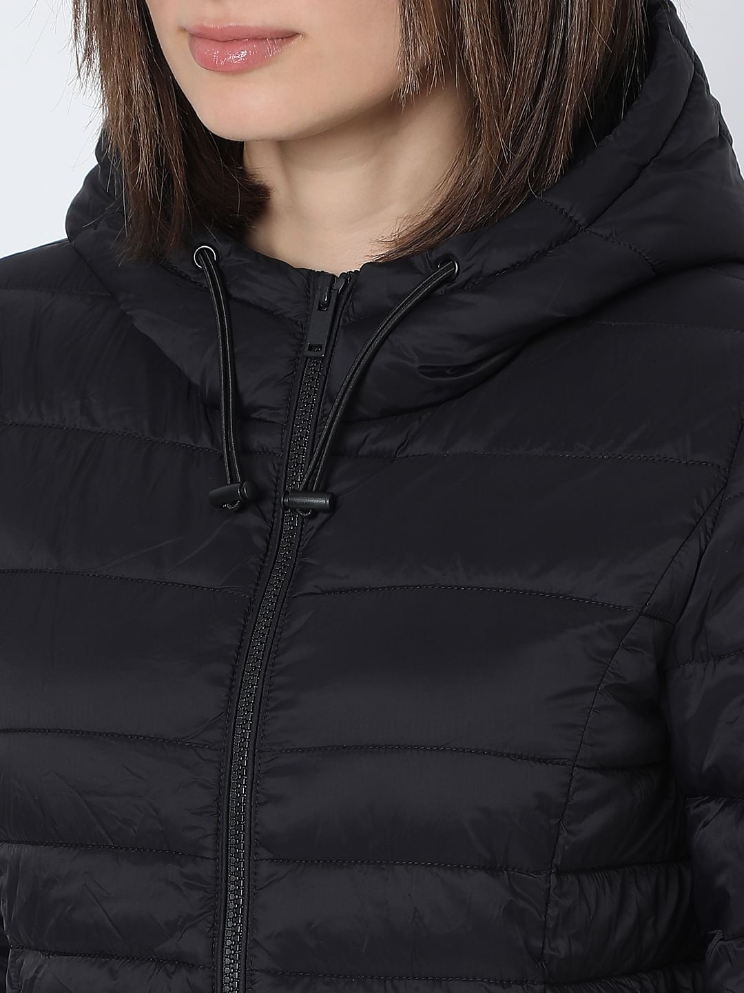Black Short Hooded Puffer Jacket