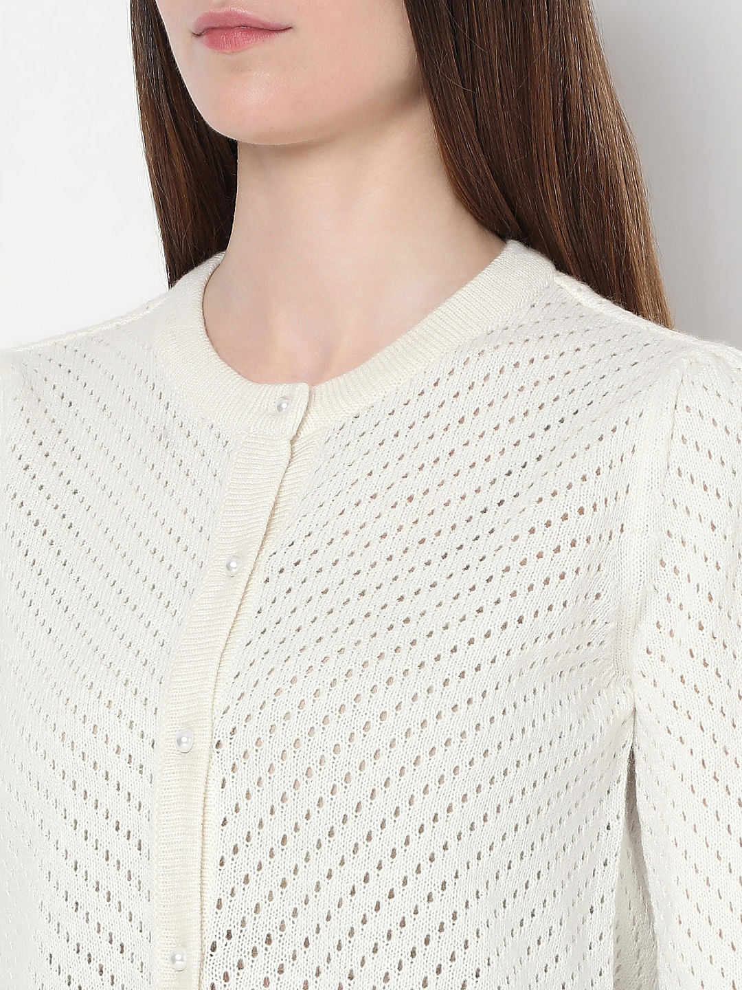 White Sequin Pointelle Cardigan