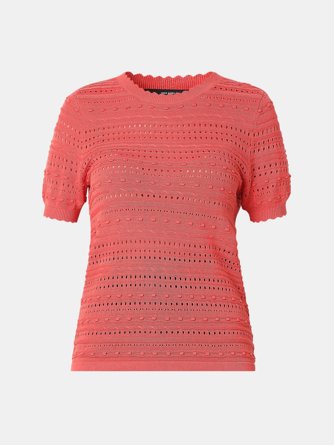 Burnt Orange Textured Knit Top