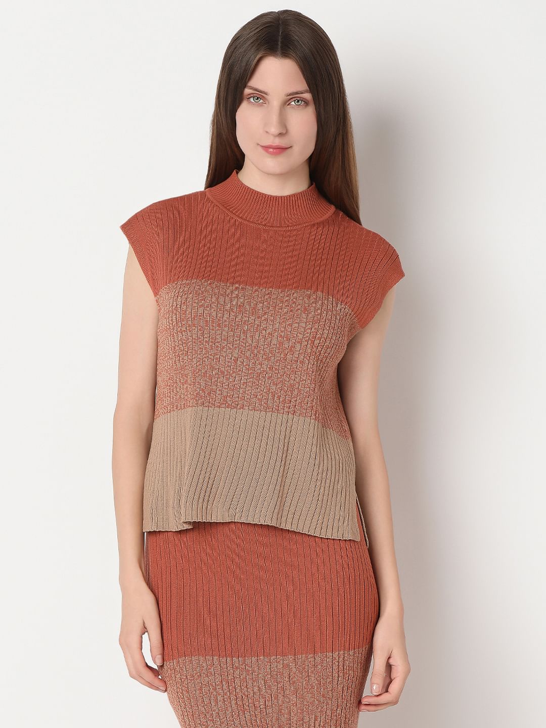 Brown Two-Toned Co-Ord Set Top