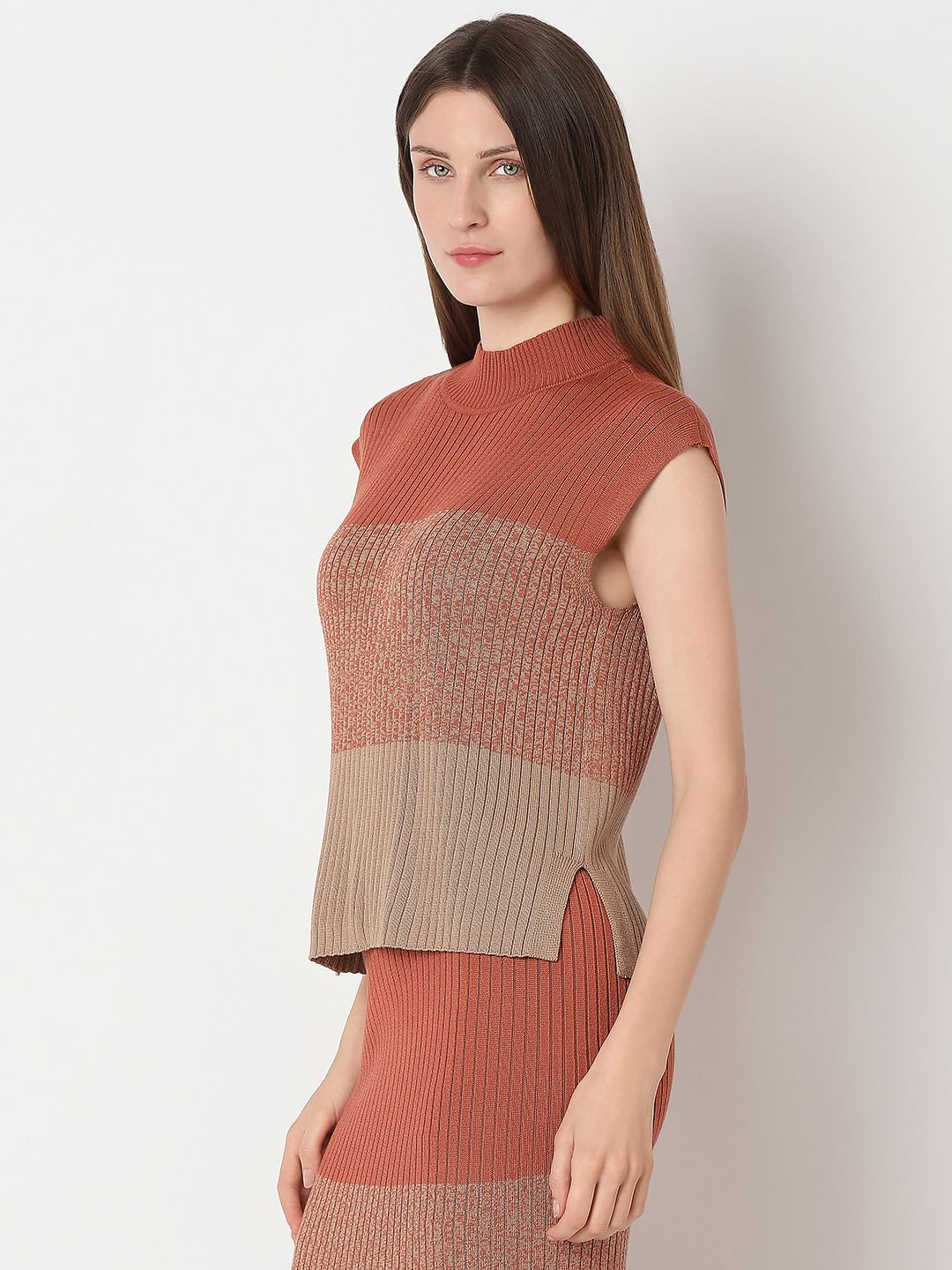 Brown Two-Toned Co-Ord Set Top