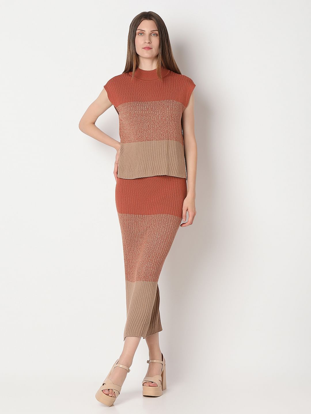 Brown Two-Toned Co-Ord Set Top
