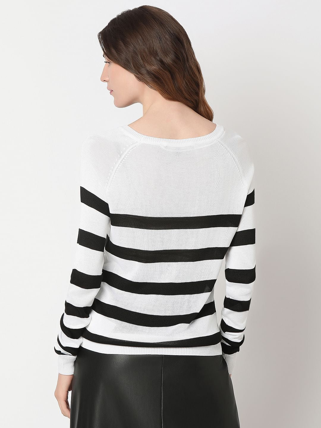 White Striped Knit Top