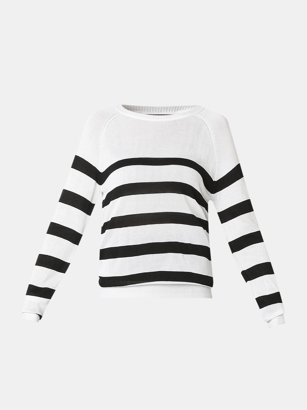 White Striped Knit Top