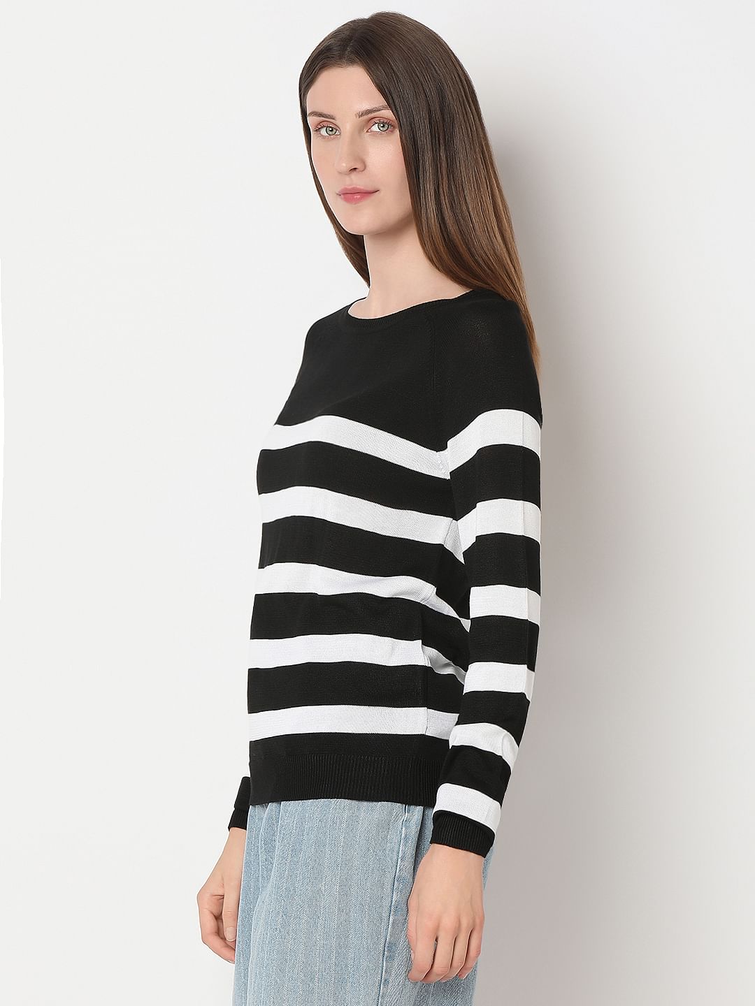 Black Striped Knit Top