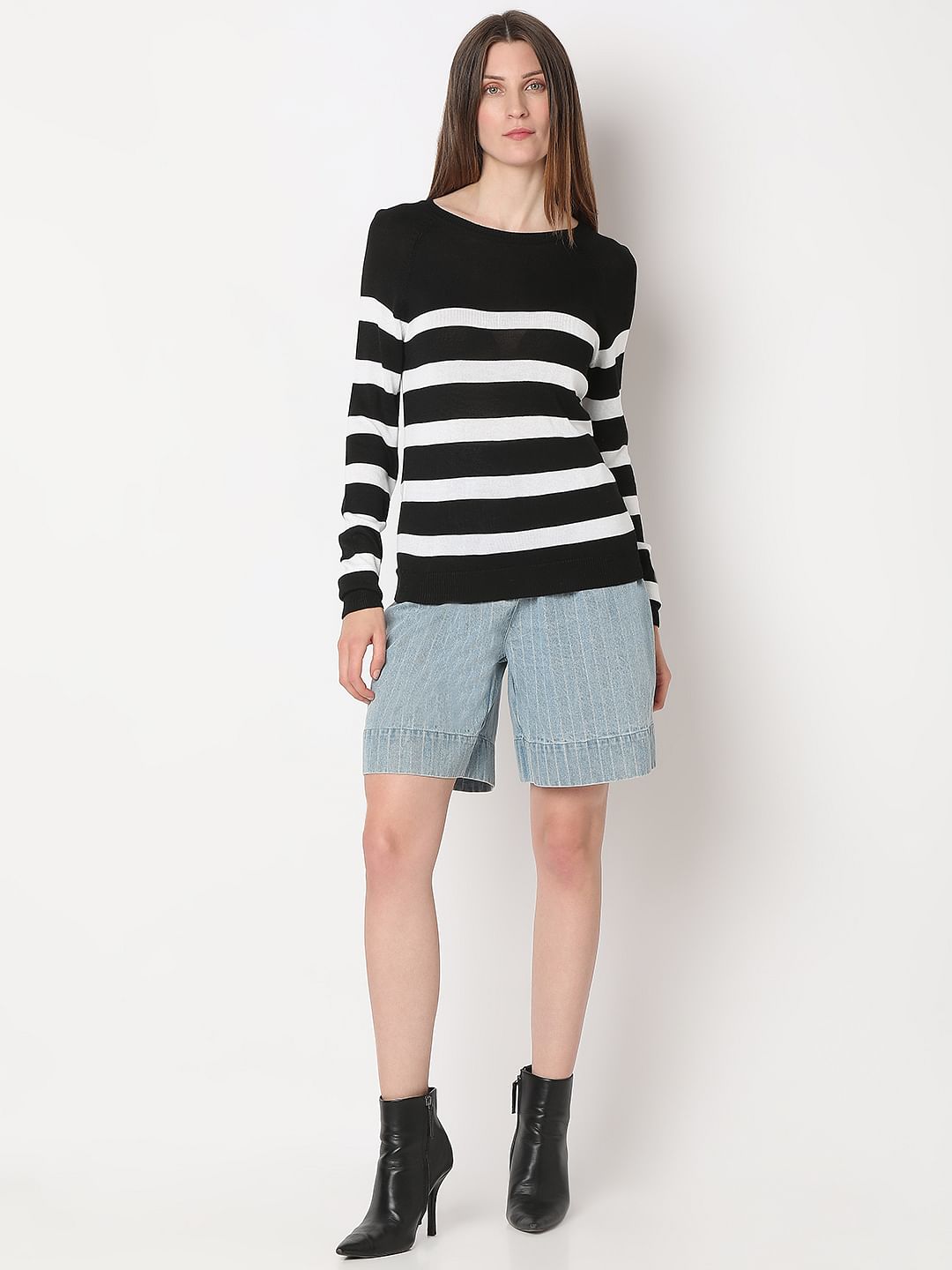 Black Striped Knit Top