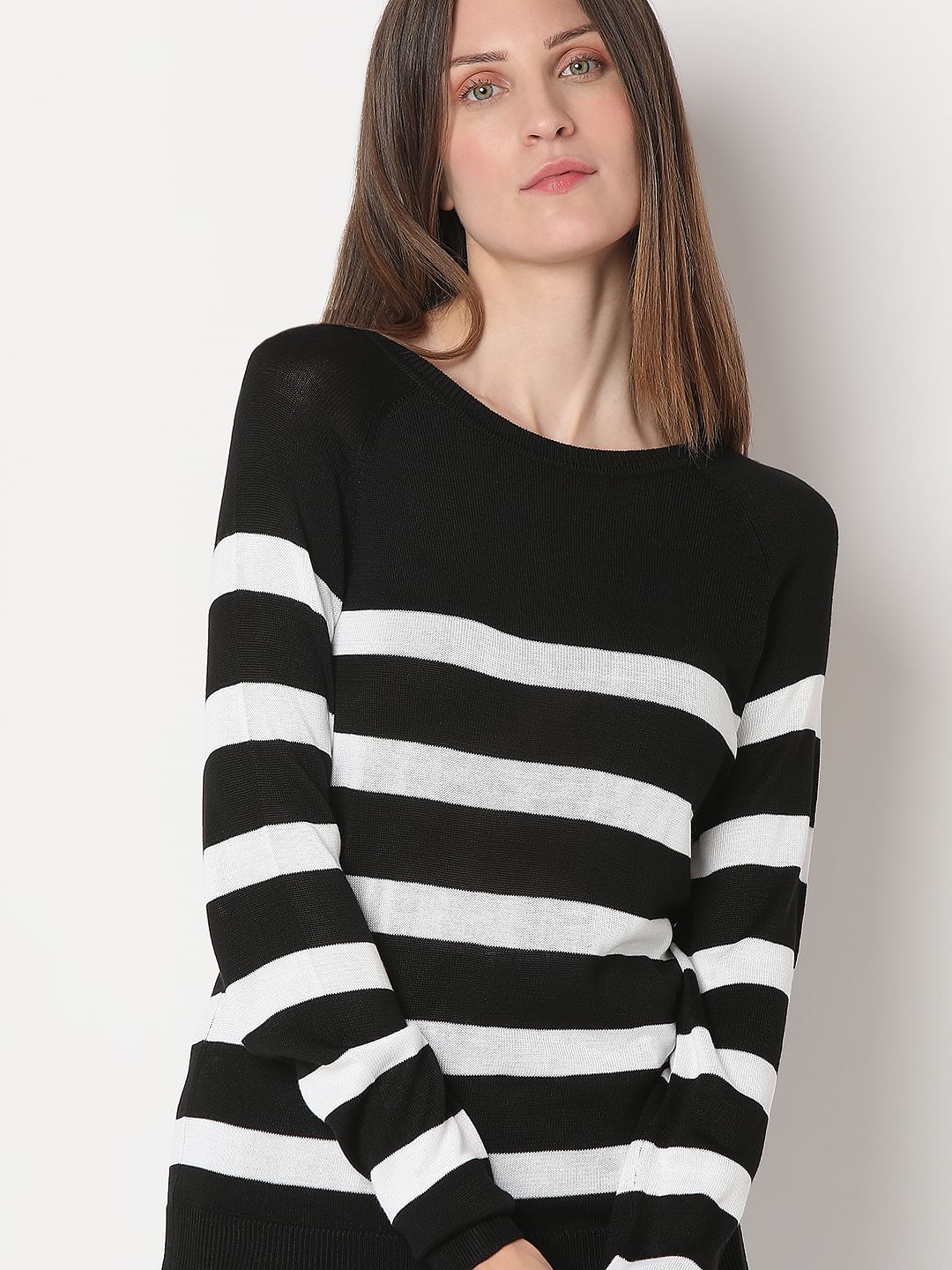 Black Striped Knit Top