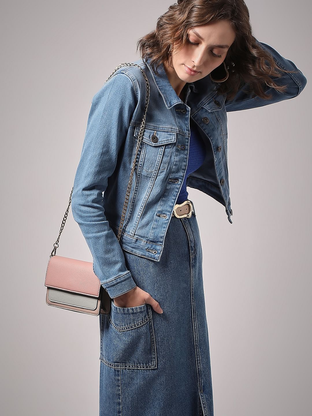 JACKET DENIM JACQUARD DUSTY BLUE 266724 main image 1