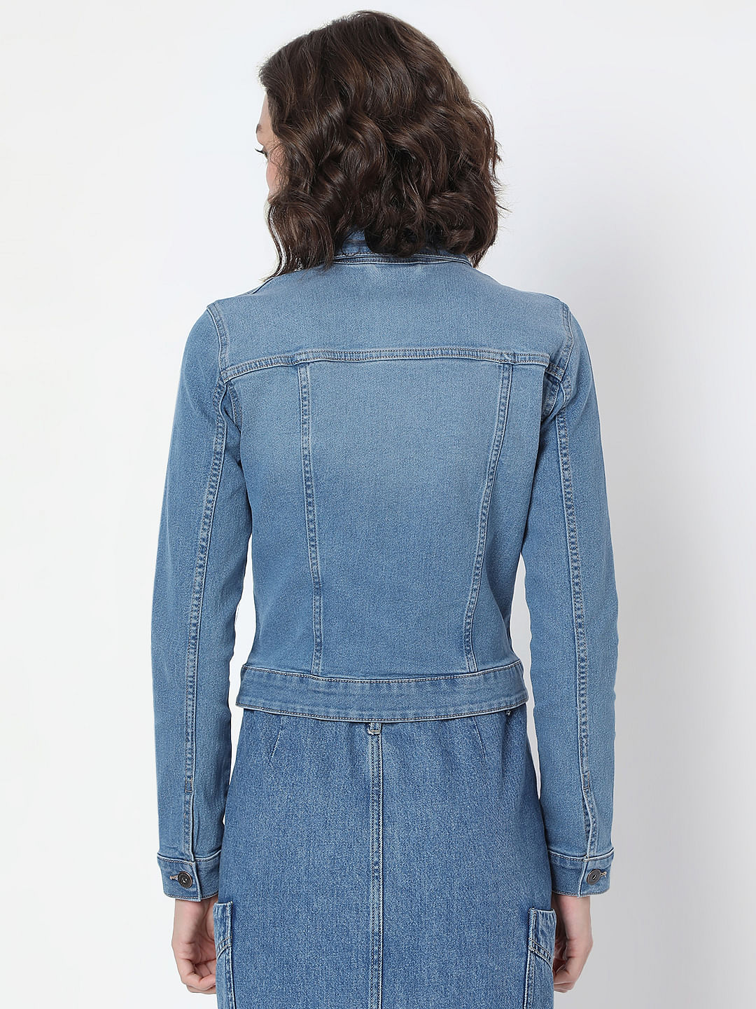 Blue Cropped Denim Jacket