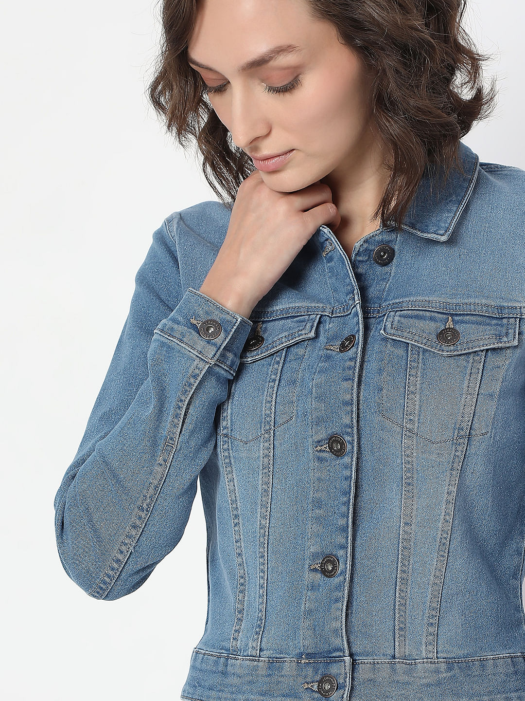 Blue Cropped Denim Jacket
