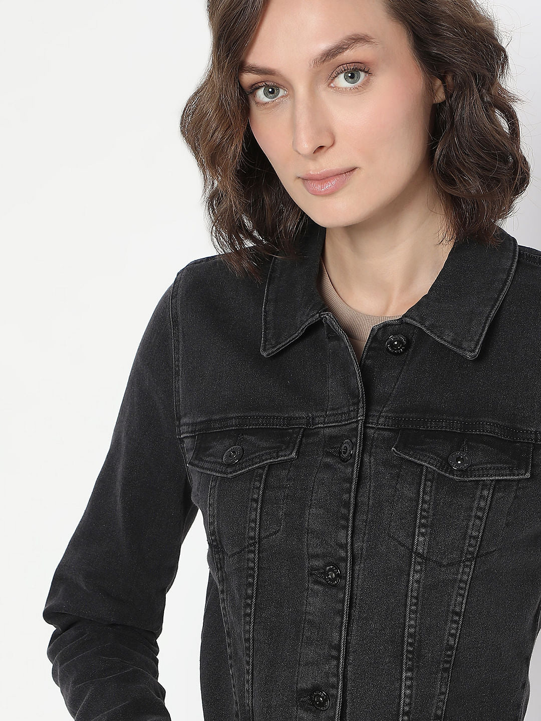 Black Cropped Denim Jacket