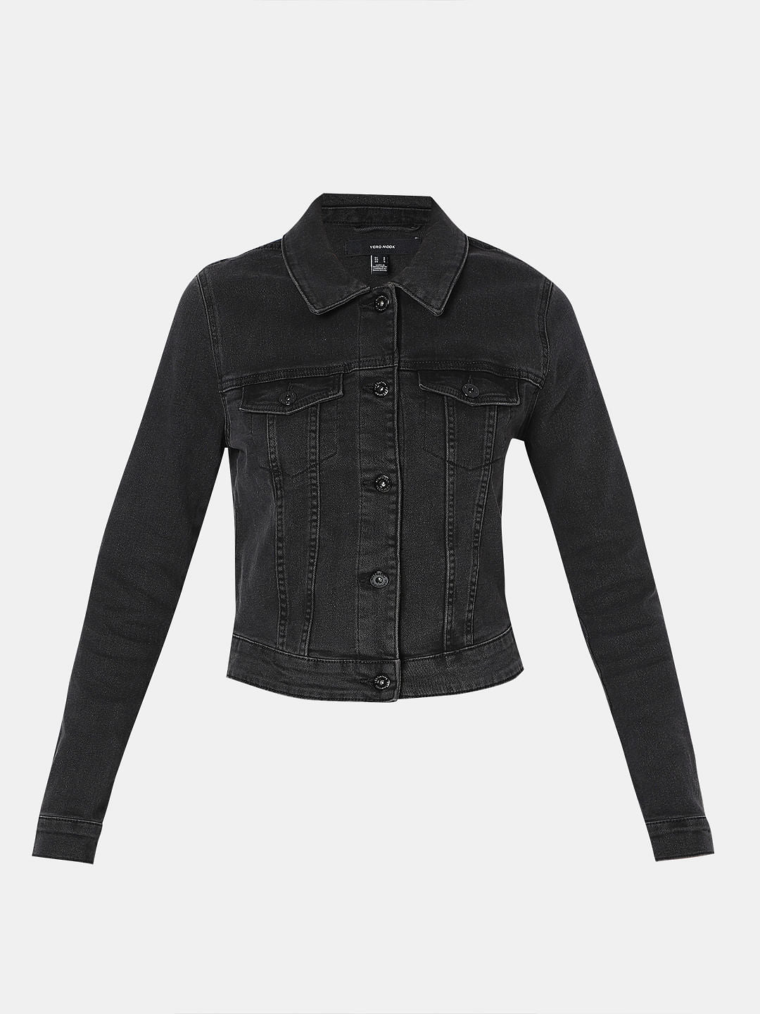 Black Cropped Denim Jacket