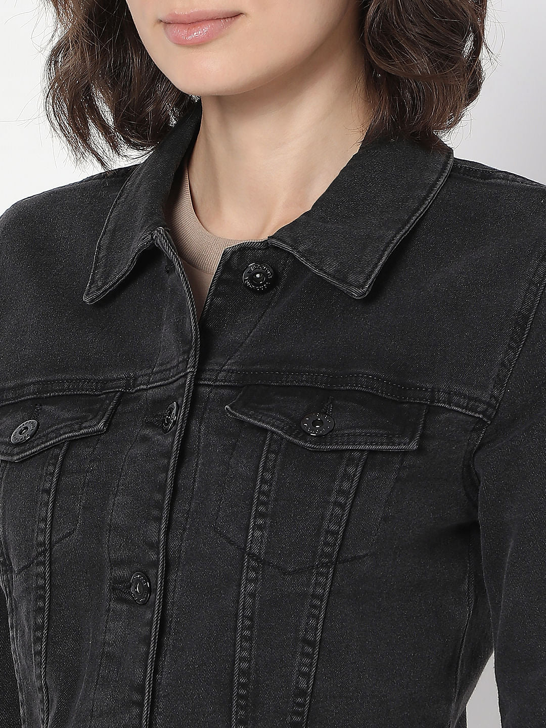 Black Cropped Denim Jacket