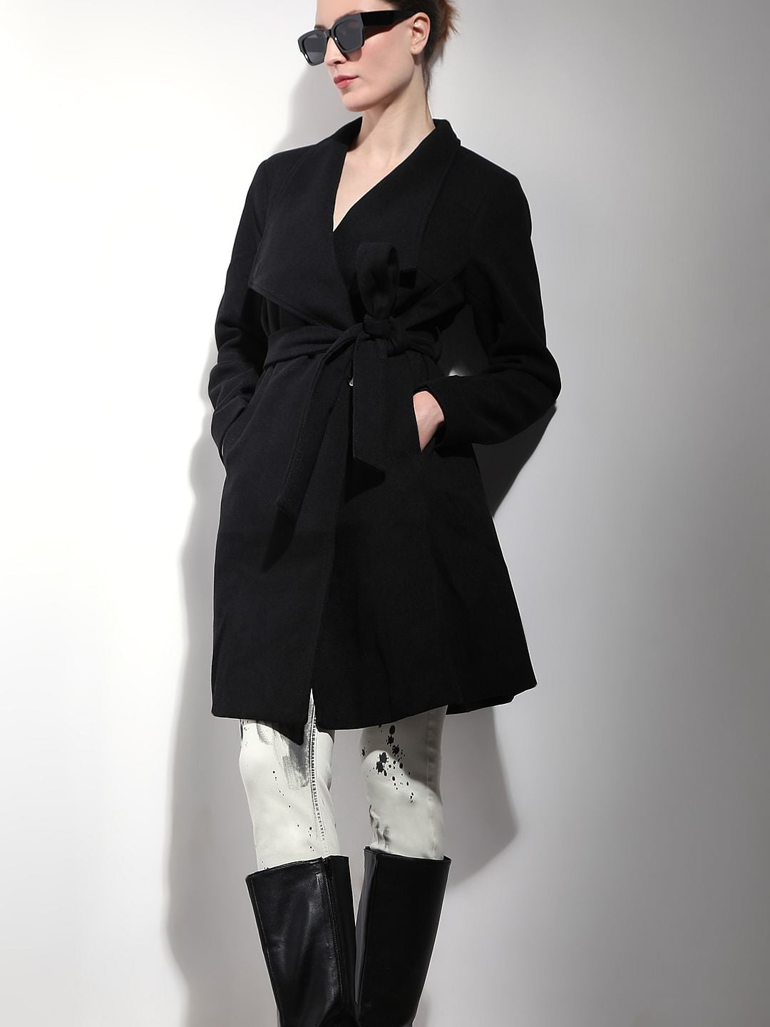 Black Felt Long Coat