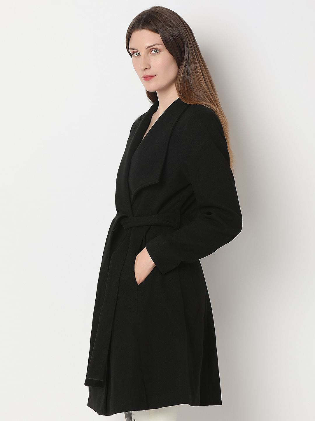 Black Felt Long Coat