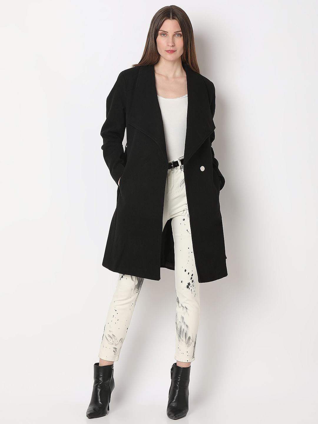 Black Felt Long Coat