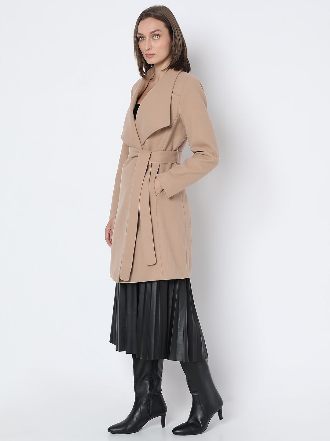Beige Felt Long Coat