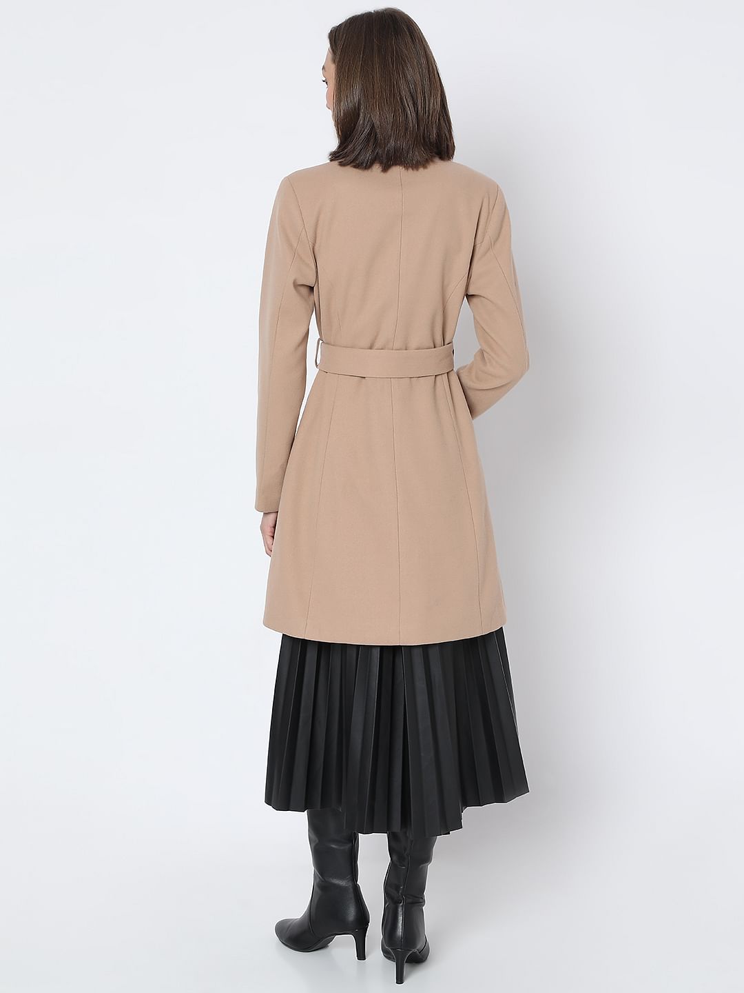 Beige Felt Long Coat