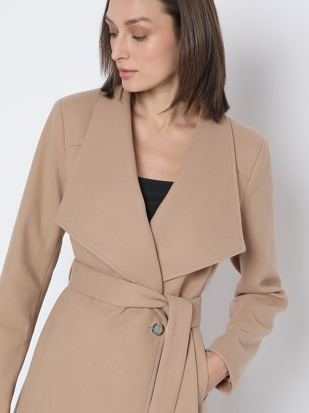 Beige Felt Long Coat