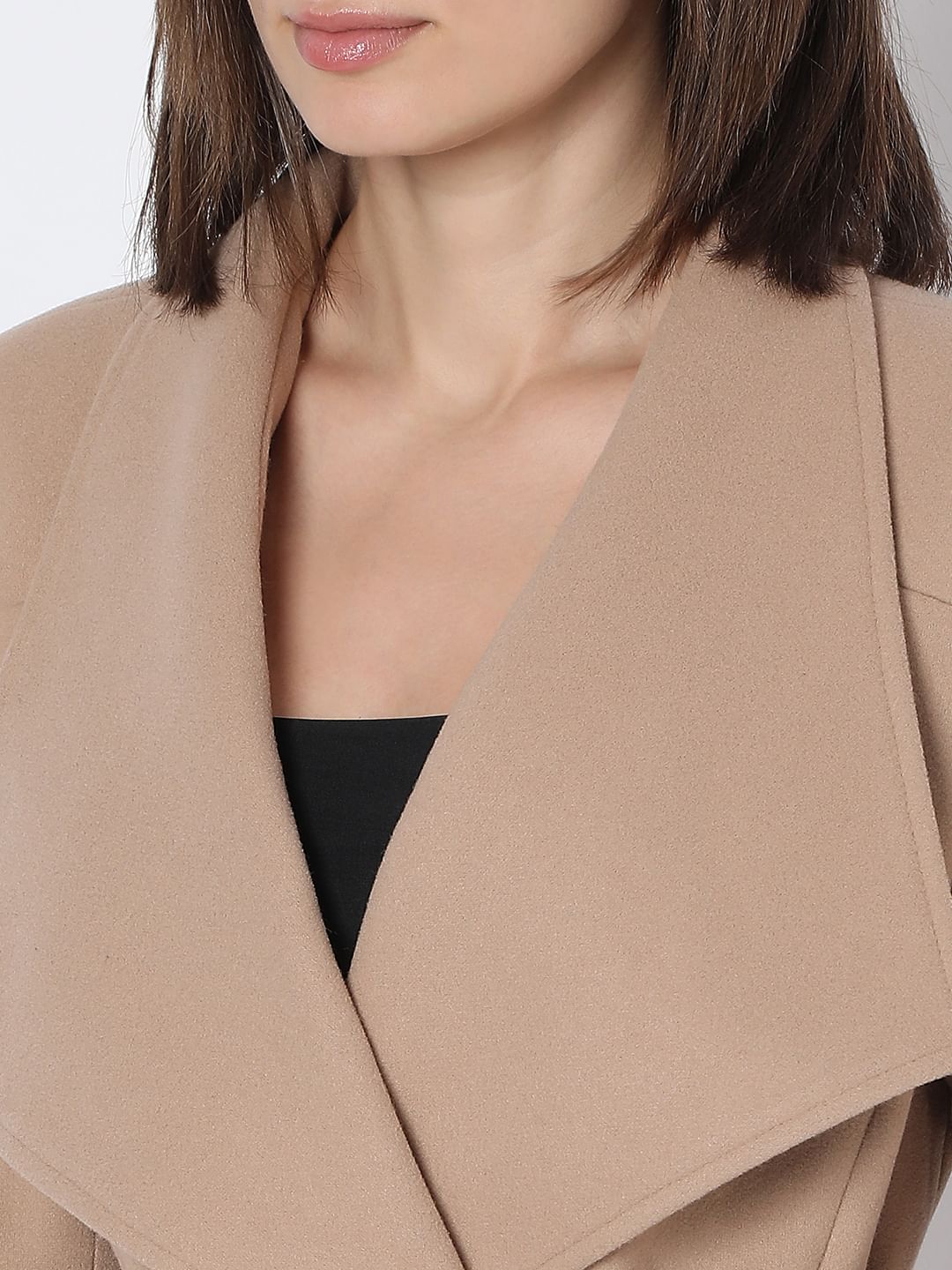 Beige Felt Long Coat