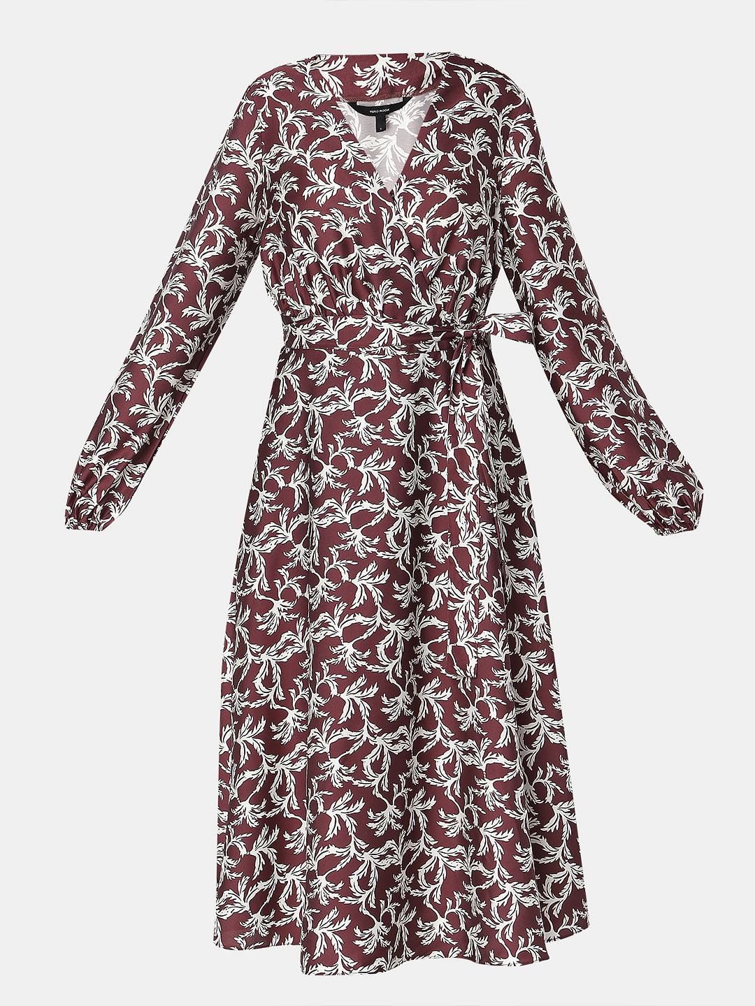 Dark Brown Floral Midi Dress