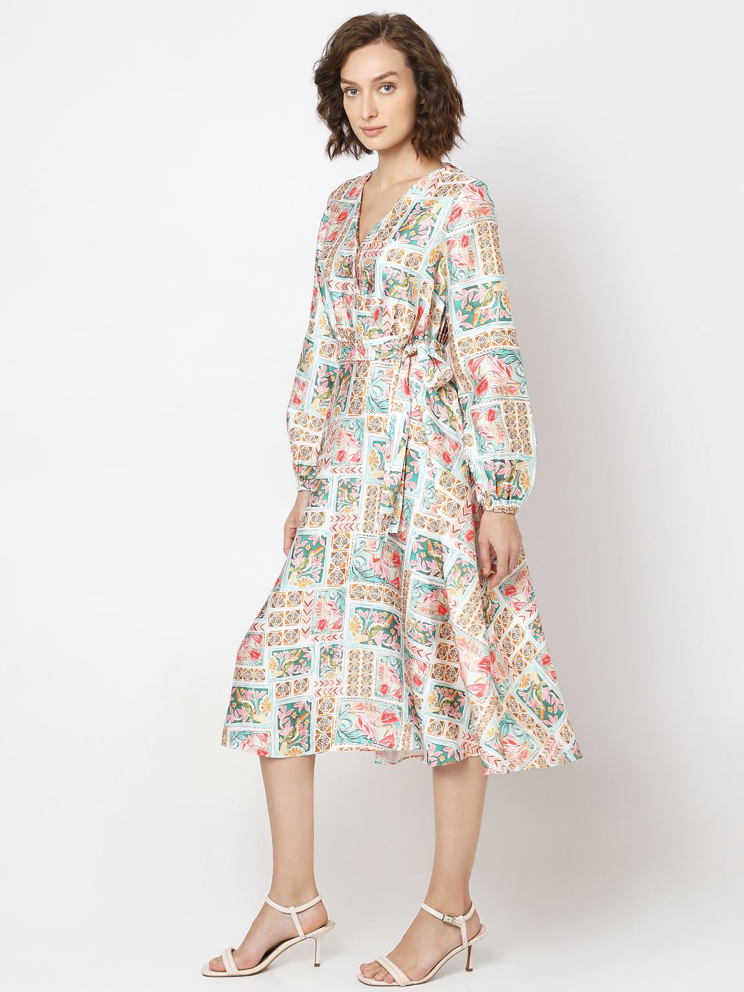 Mint Green Printed Midi Dress