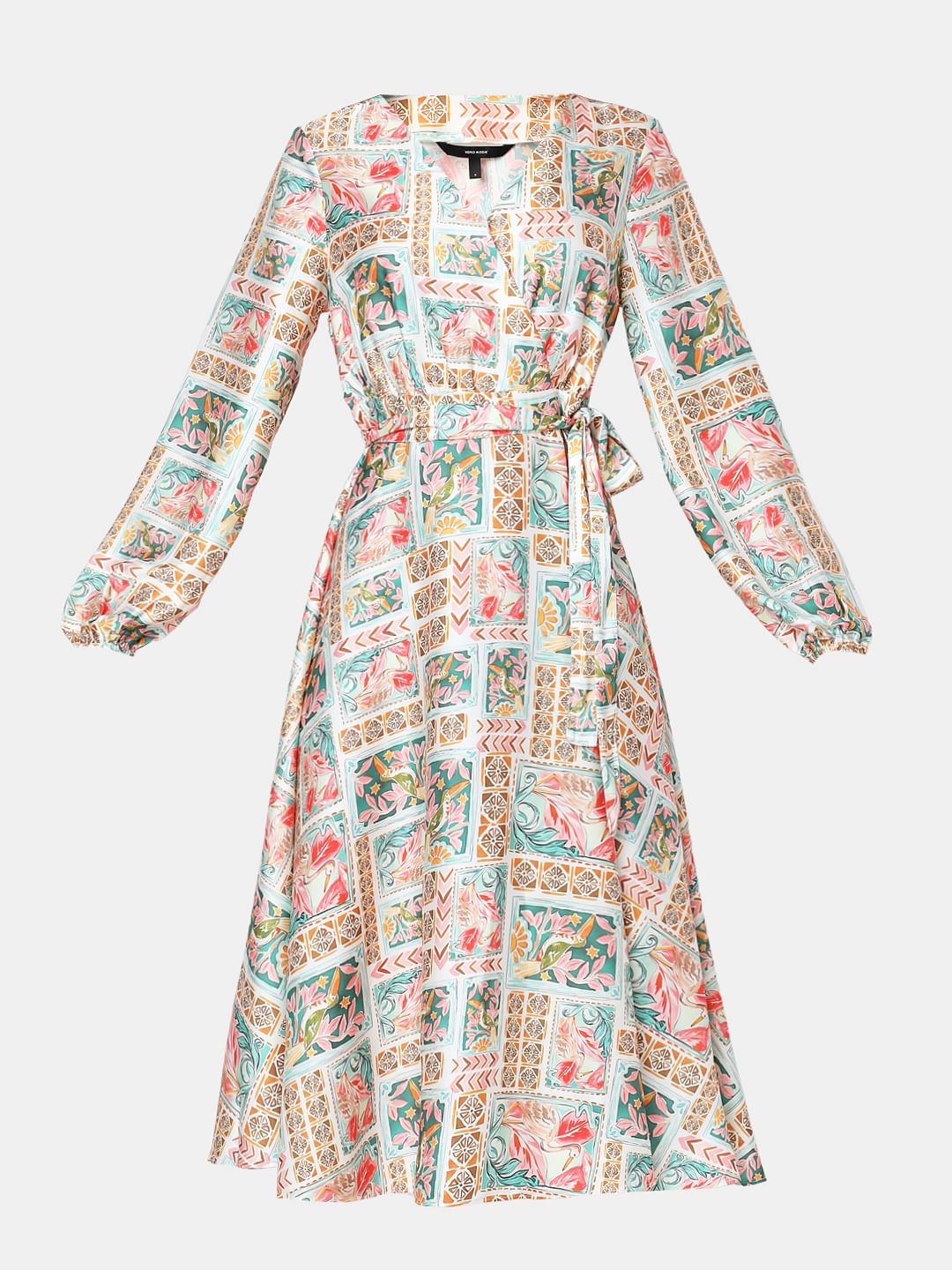 Mint Green Printed Midi Dress