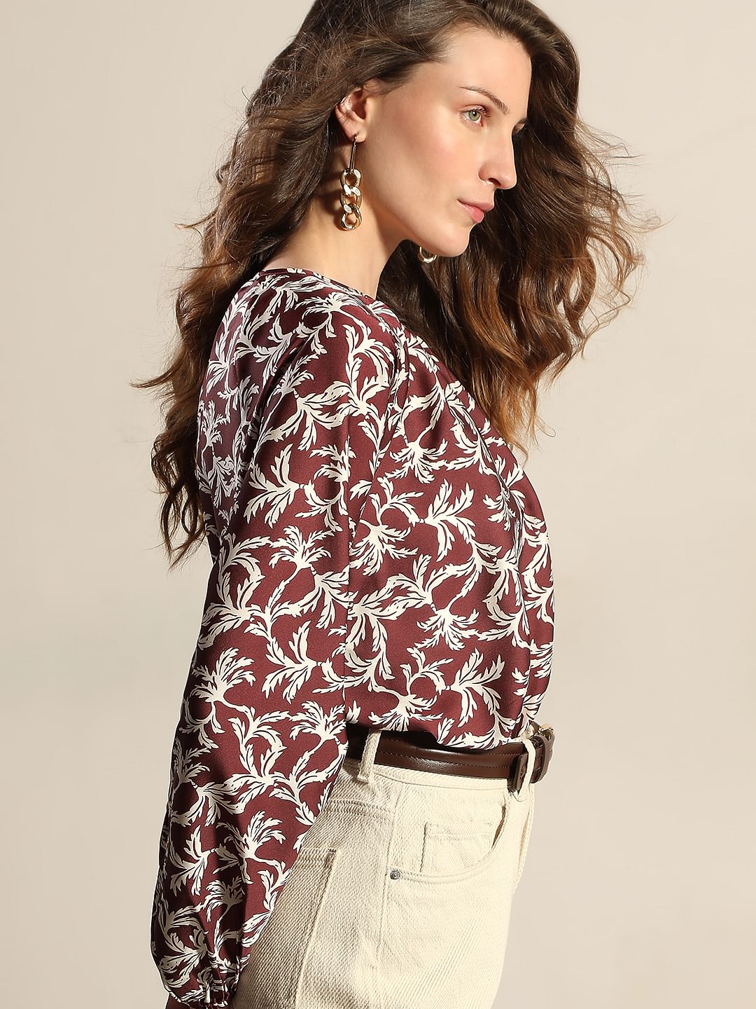 Brown Printed Top