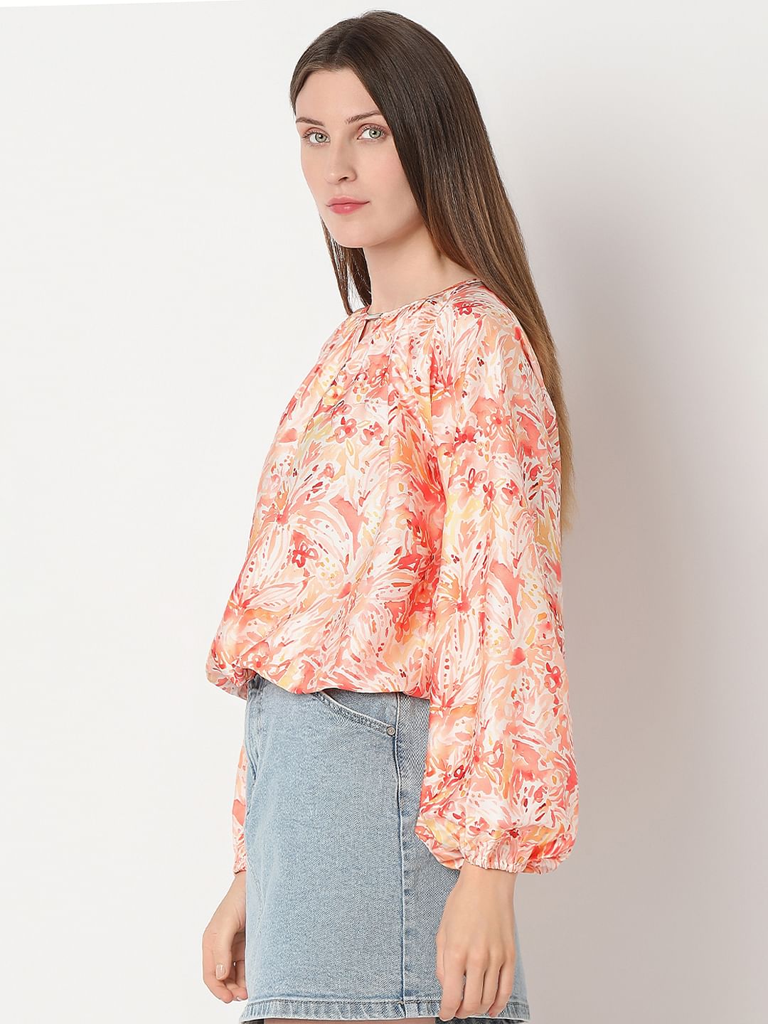 Tangerine Printed Top