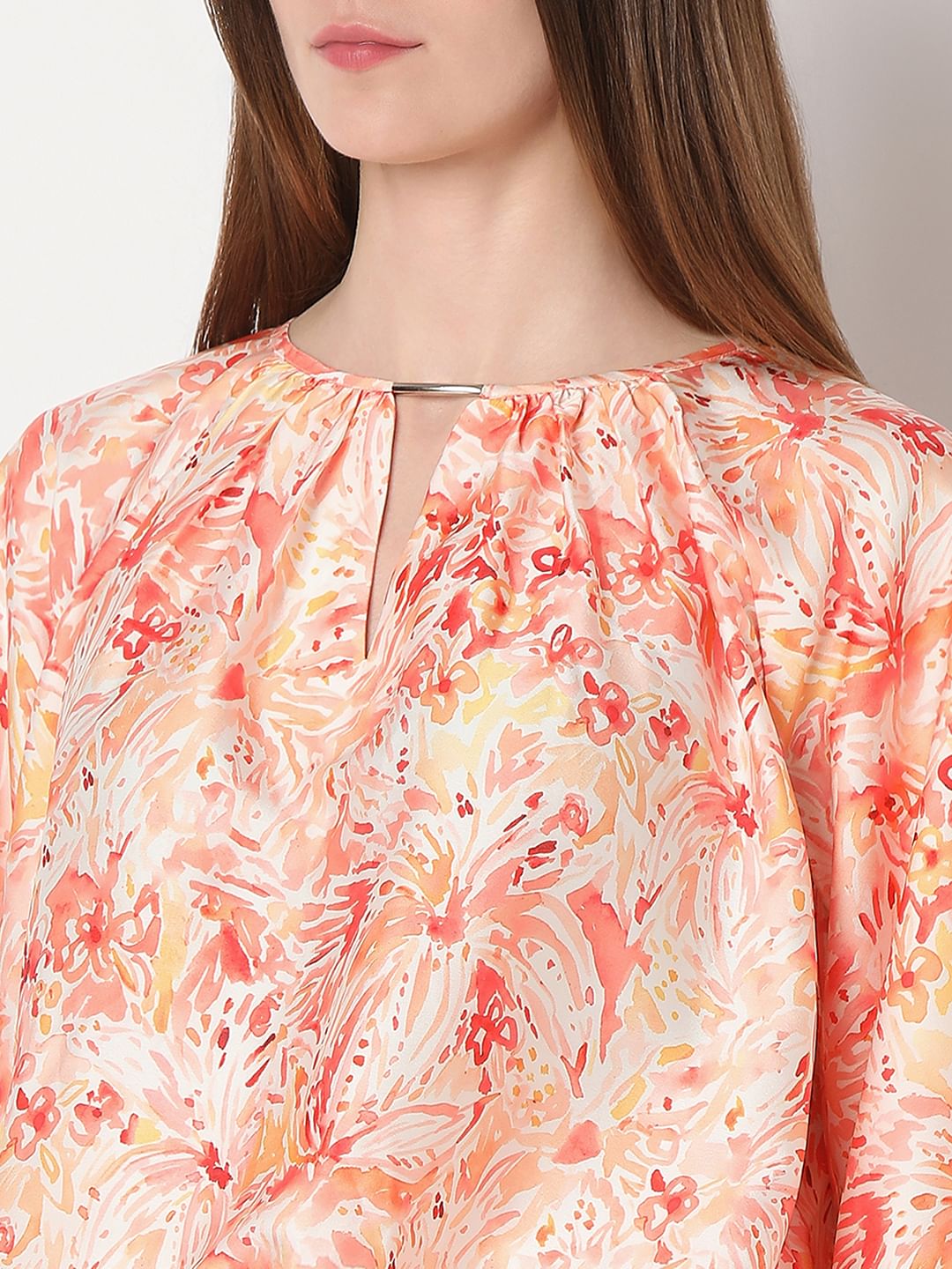 Tangerine Printed Top