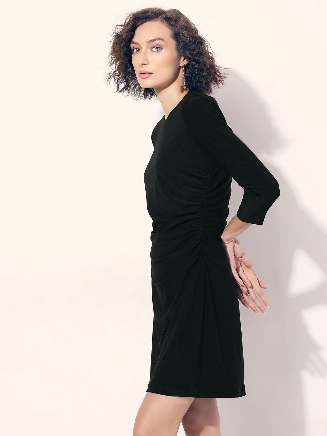 Black Round Neck Mini Dress