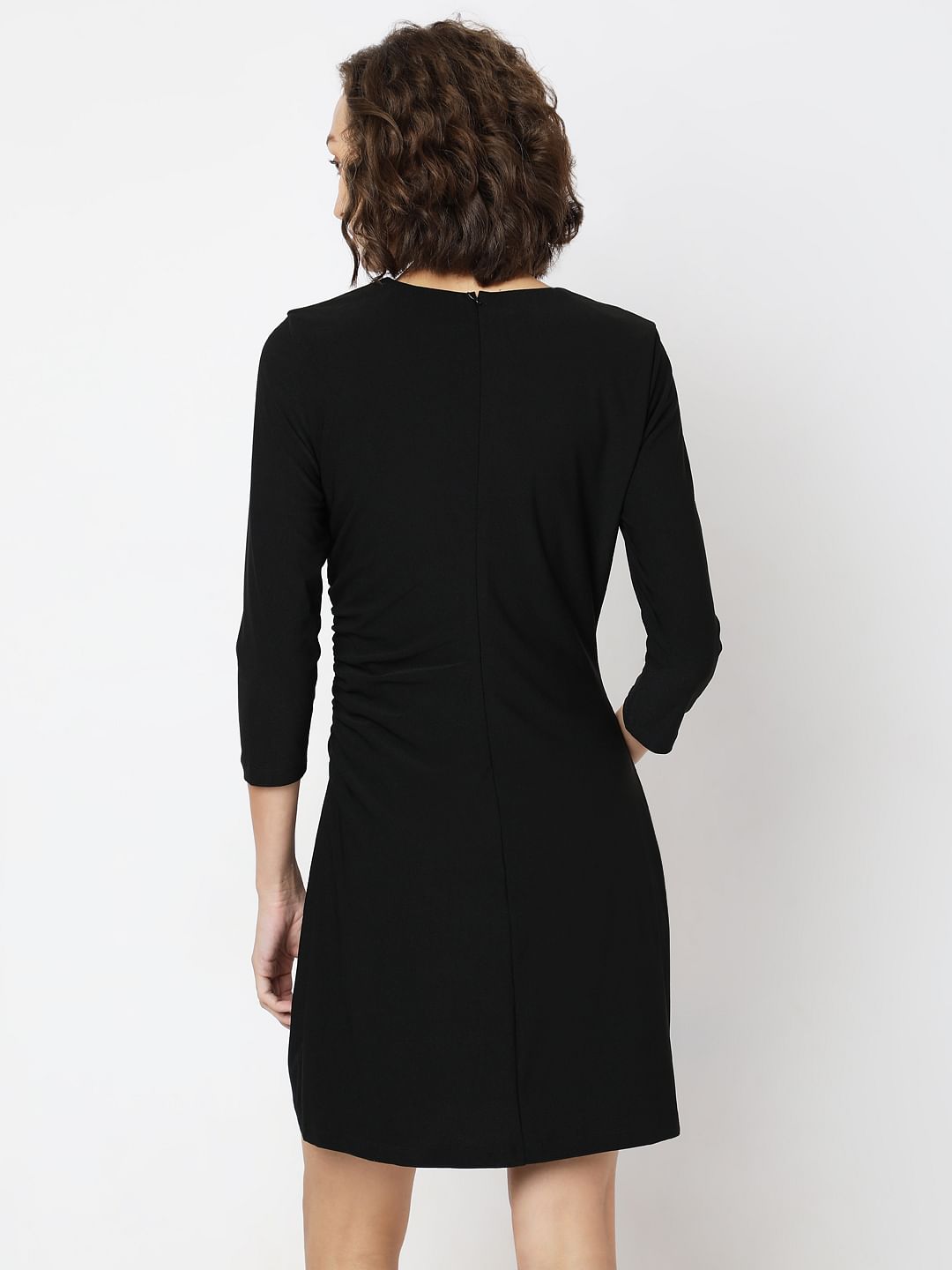 Black Round Neck Mini Dress