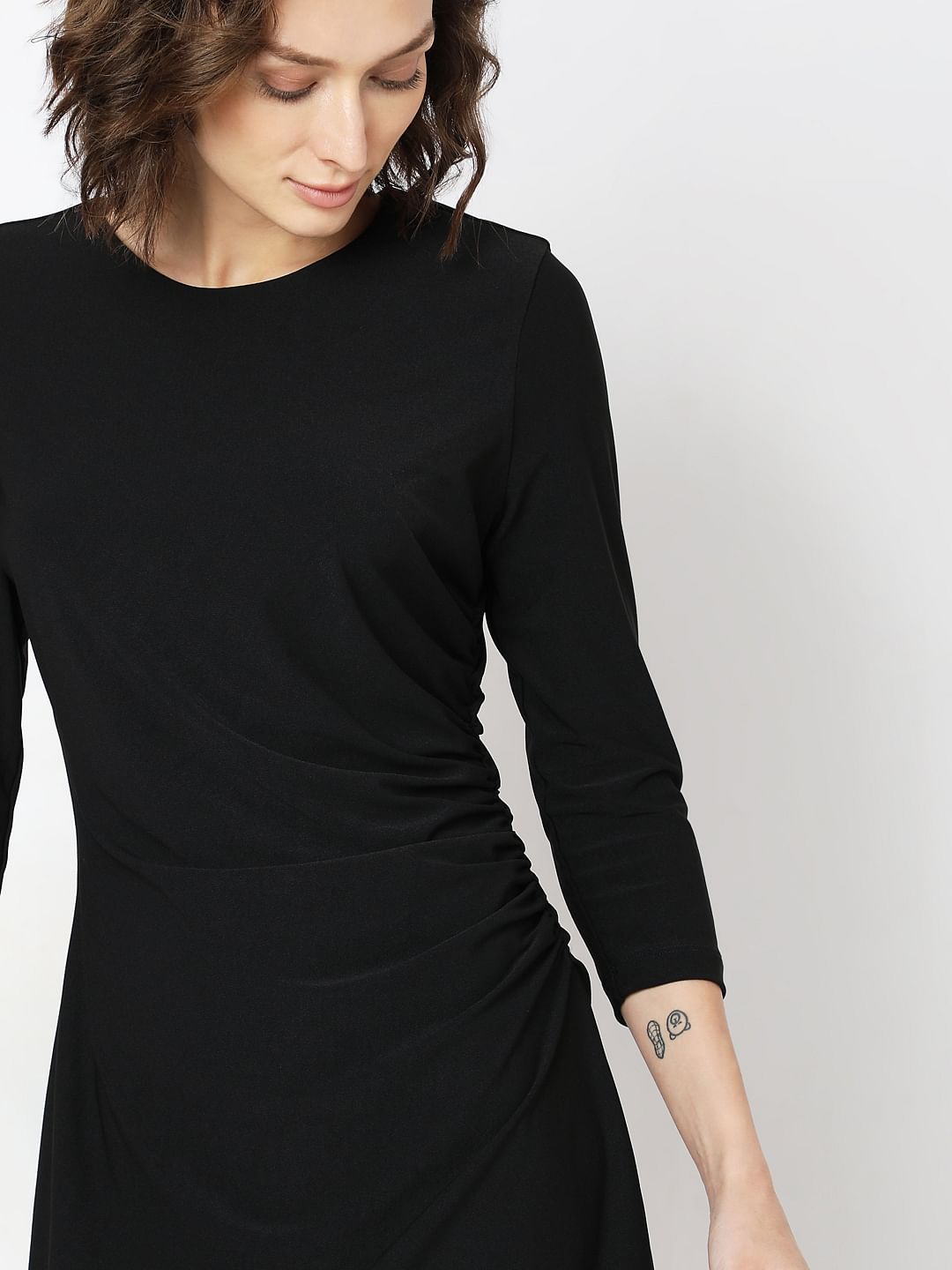 Black Round Neck Mini Dress