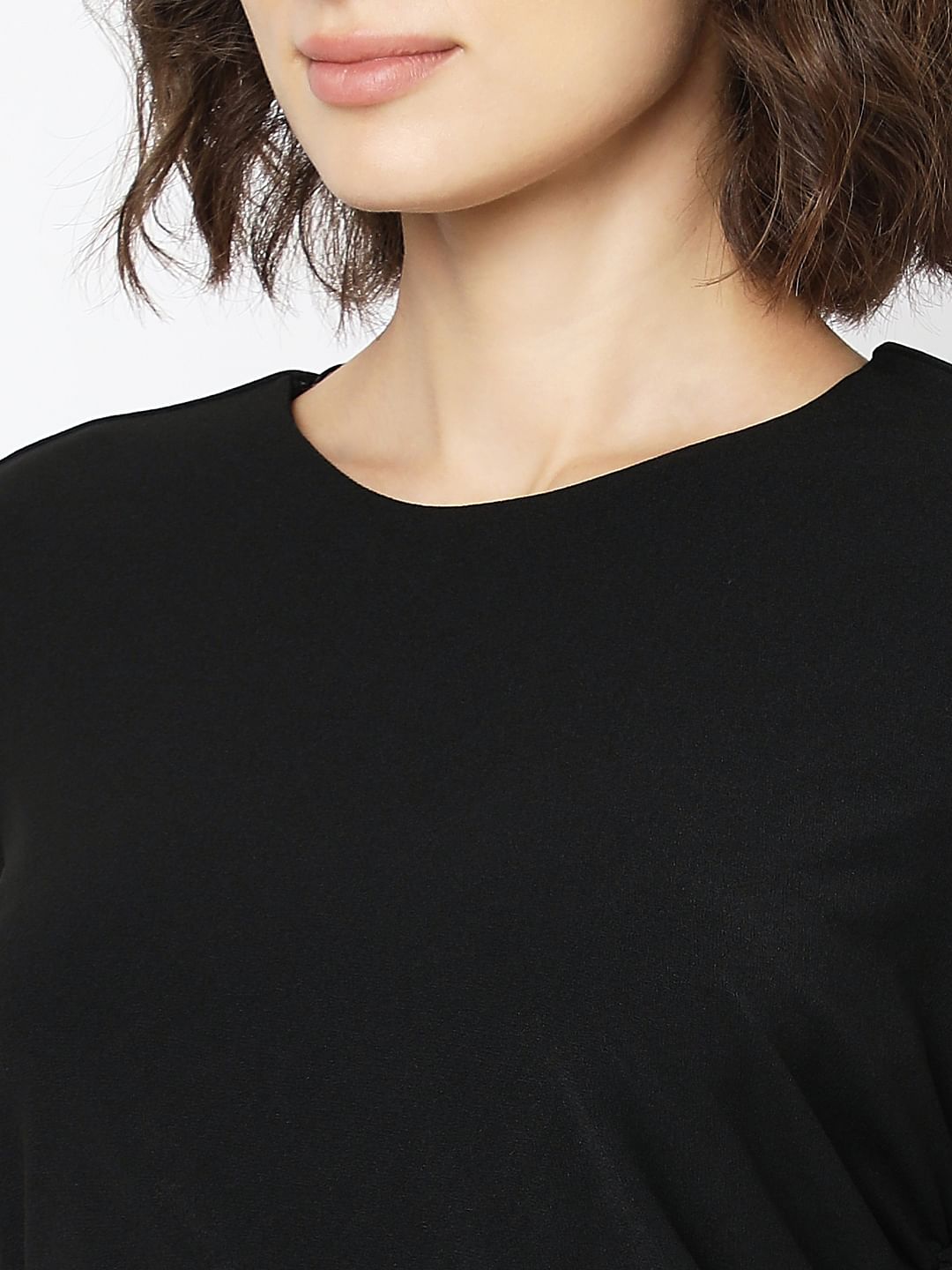 Black Round Neck Mini Dress