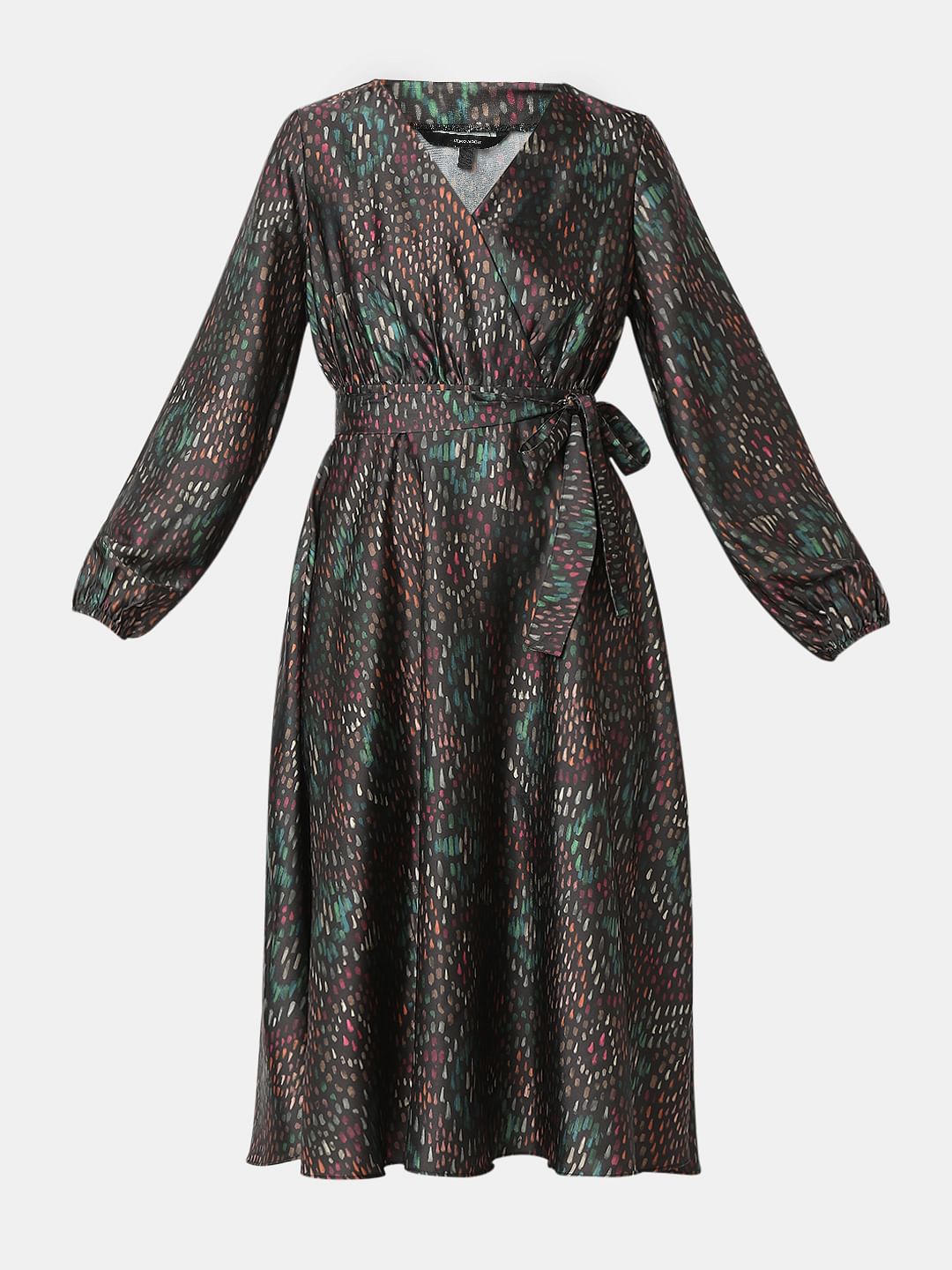 Black Printed Midi Dress