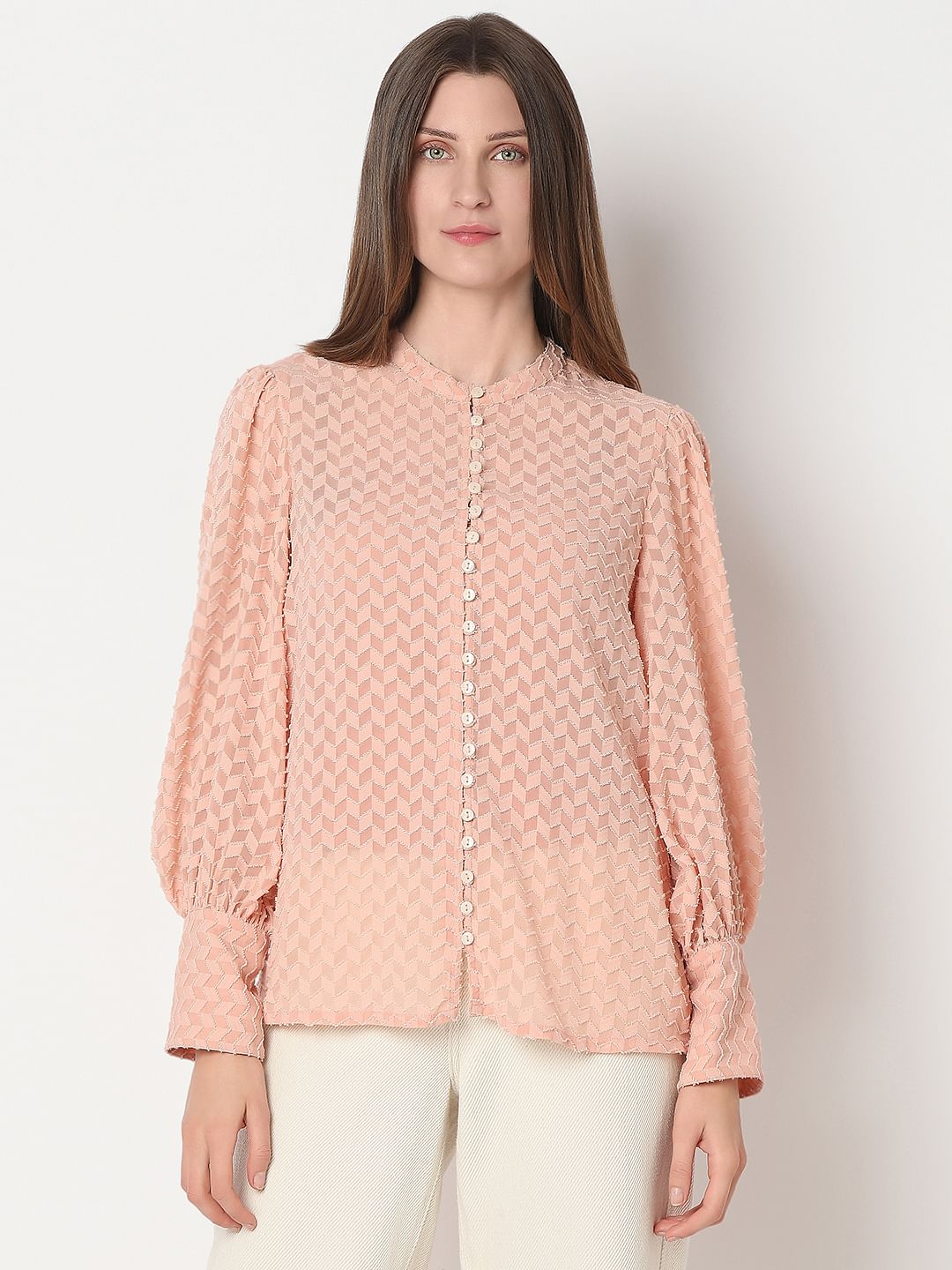 Peach Textured Shirt