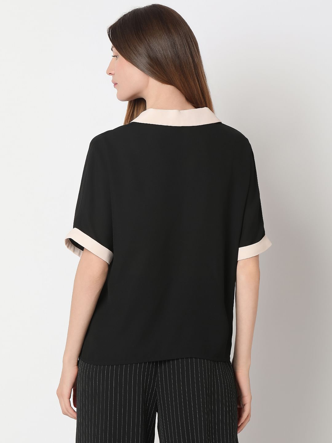 Black Contrast Tape Top