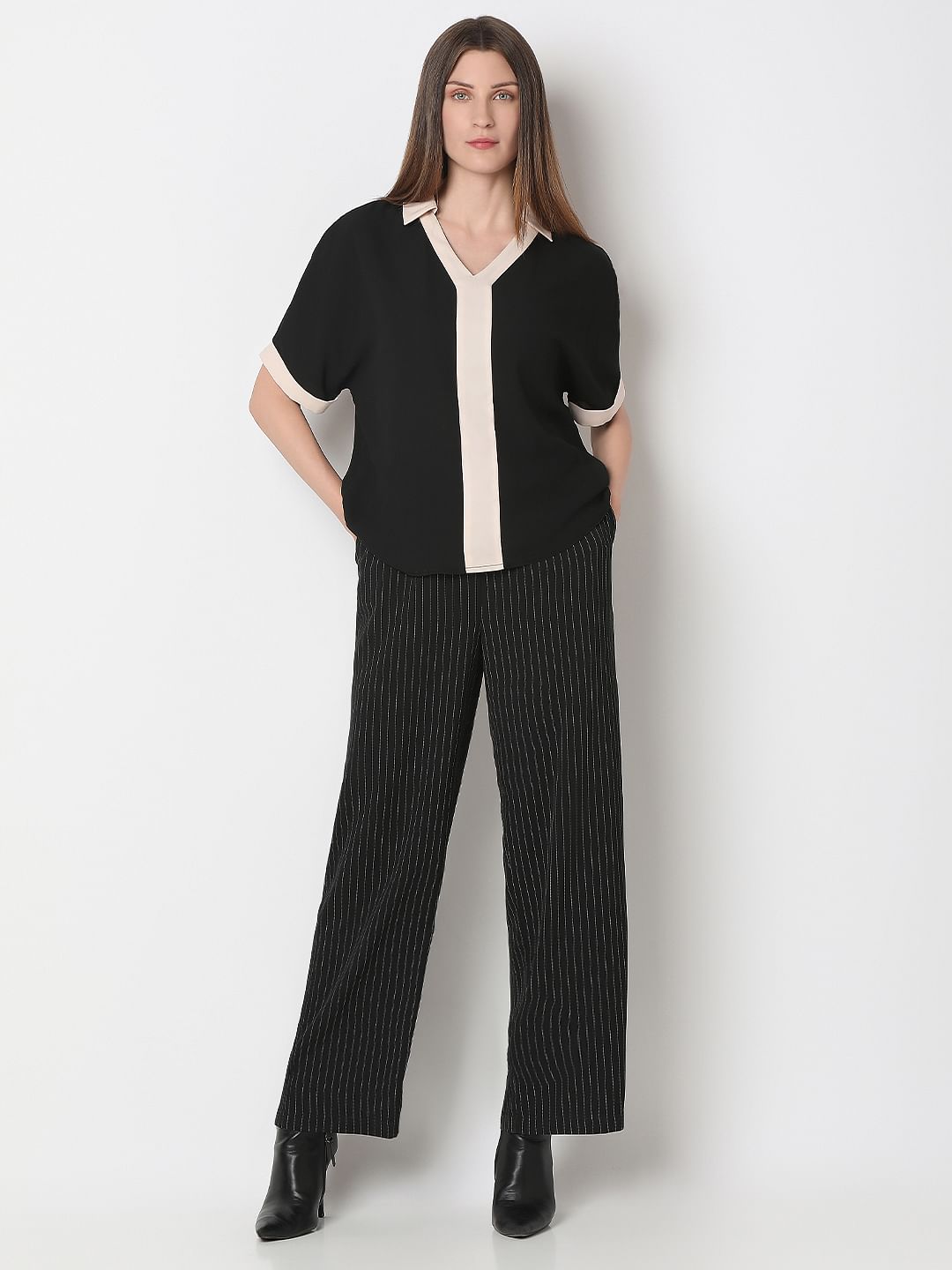 Black Contrast Tape Top