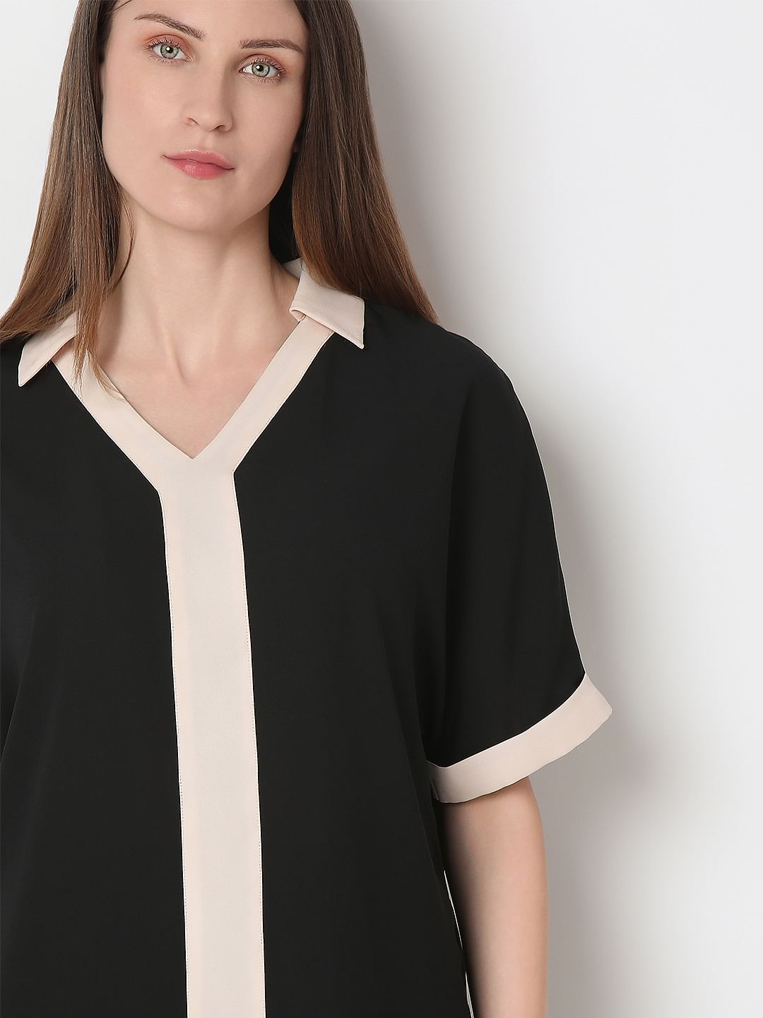 Black Contrast Tape Top