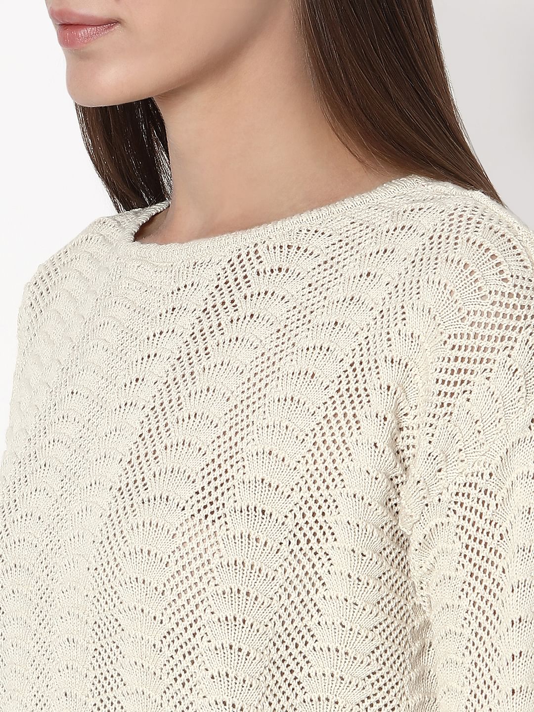 Off-White Knitted Co-Ord Set Top