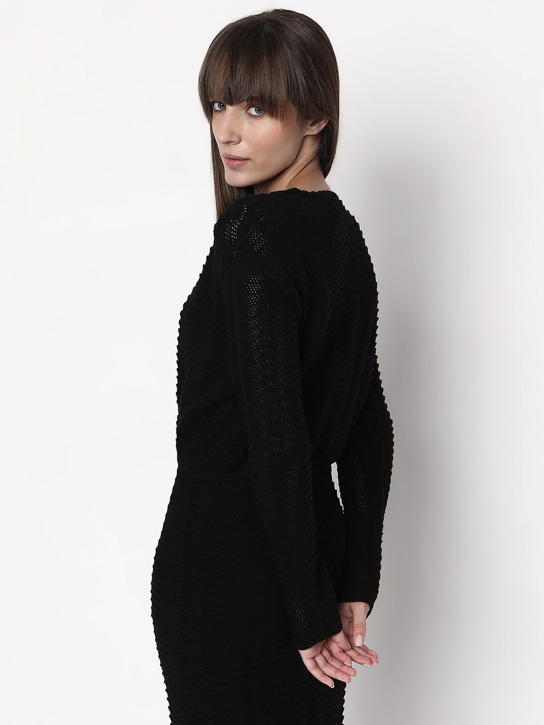 Black Knitted Co-Ord Set Top