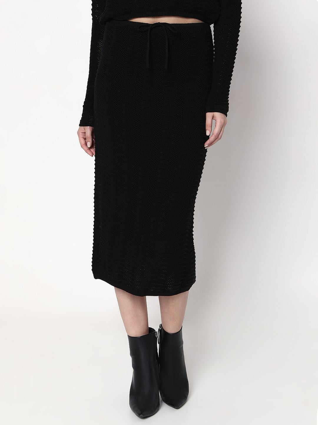 Black Knitted Co-Ord Set Skirt