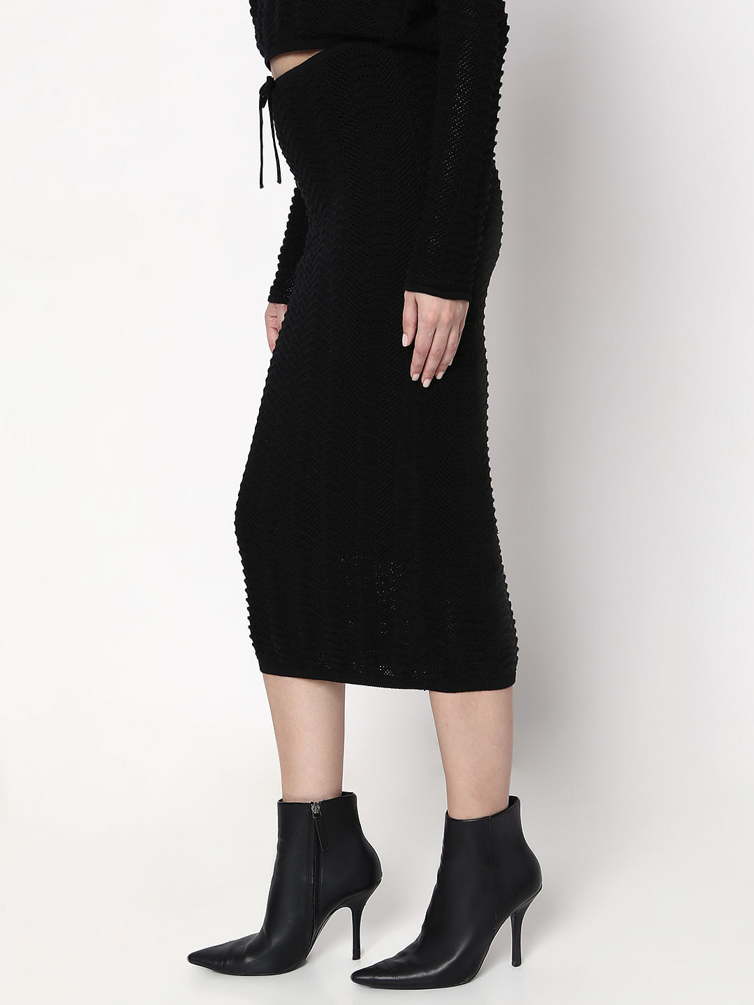 Black Knitted Co-Ord Set Skirt